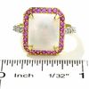 Thumbnail Image 1 of Octagonal Lab-Created Opal, Pink Sapphire and 1/8 CT. T.W. Diamond Ring in 14K Gold