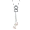 Thumbnail Image 1 of 6.0-6.5mm Freshwater Cultured Pearl and Double Diamond Accent Circle Pendant in 14K White Gold