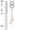 Thumbnail Image 2 of 6.0-6.5mm Freshwater Cultured Pearl and Double Diamond Accent Circle Pendant in 14K White Gold