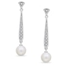 Thumbnail Image 0 of 7.0-7.5mm Cultured Freshwater Pearl Stick Earrings with Diamond Accents in 14K White Gold
