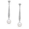 Thumbnail Image 1 of 7.0-7.5mm Freshwater Cultured Pearl Stick Earrings with Diamond Accents in 14K White Gold