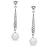 Thumbnail Image 0 of 7.0-7.5mm Cultured Freshwater Pearl Stick Earrings with Diamond Accents in 14K White Gold