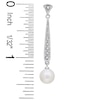 Thumbnail Image 1 of 7.0-7.5mm Cultured Freshwater Pearl Stick Earrings with Diamond Accents in 14K White Gold