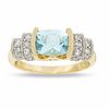 Aquamarine Step Ring in 14K Gold with Diamond Accents