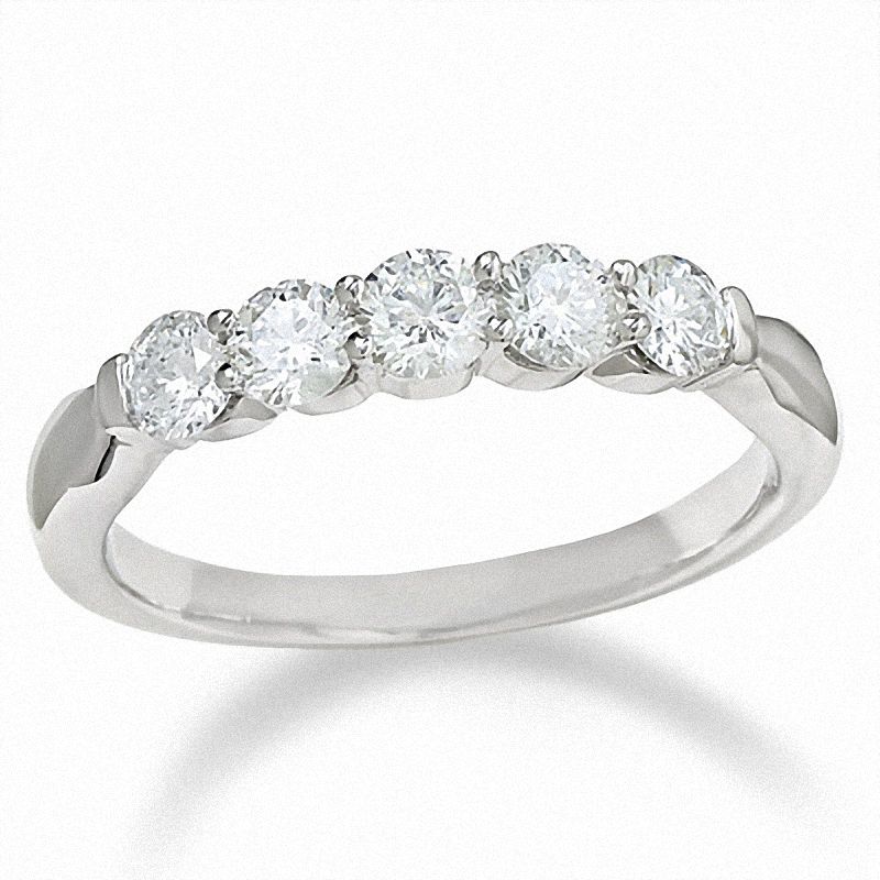 Main Image 1 of 3/4 CT. T.W. Diamond Five Stone Band in Platinum