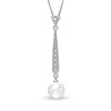 Thumbnail Image 1 of 7.5-8.0mm Freshwater Cultured Pearl Stick Pendant with Diamond Accents in 14K White Gold
