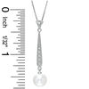 Thumbnail Image 2 of 7.5-8.0mm Freshwater Cultured Pearl Stick Pendant with Diamond Accents in 14K White Gold