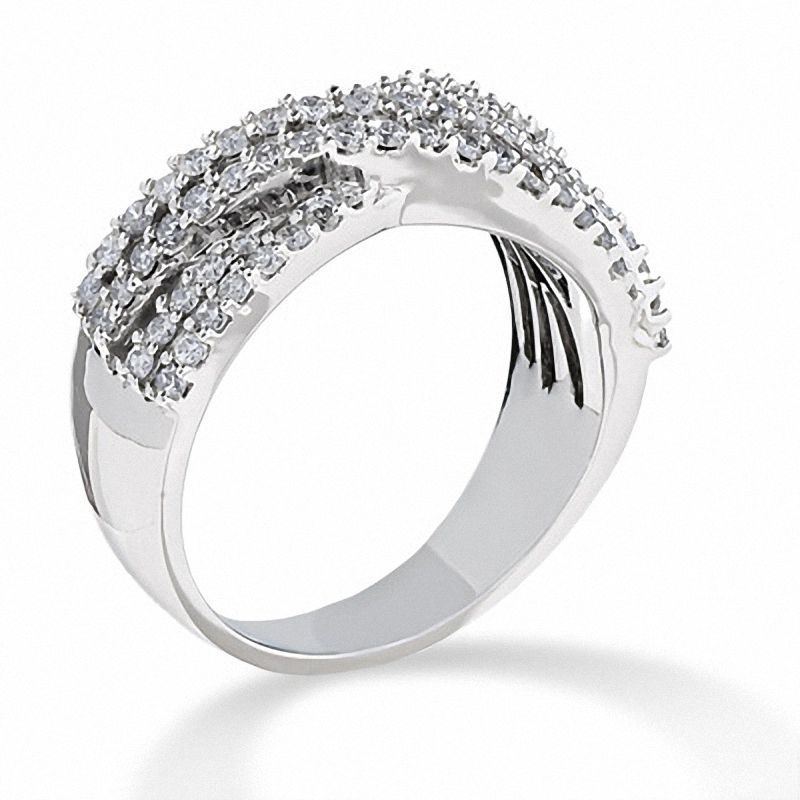 1 CT. T.W. Diamond Crossover Band in 14K White Gold