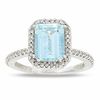 Thumbnail Image 1 of Emerald-Cut Aquamarine and Diamond Ring in 14K White Gold