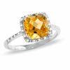 Thumbnail Image 1 of Cushion Cut Citrine Ring in 14K White Gold with Diamond Accents