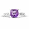Thumbnail Image 0 of 7.0mm Square Amethyst and Diamond Ring in 14K White Gold