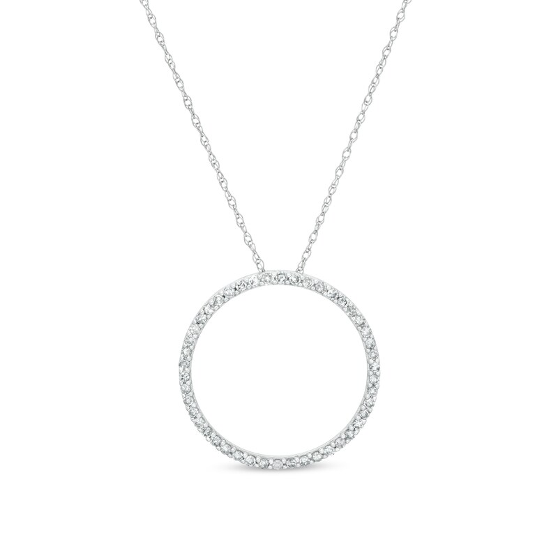 Main Image 1 of 1/4 CT. T.W. Diamond Circle Pendant in 10K White Gold