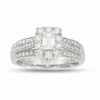 Thumbnail Image 1 of 1 CT. T.W. Emerald Cut Diamond Vintage Three Row Ring in 14K White Gold