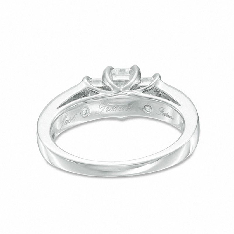 Main Image 3 of 1-1/2 CT. T.W. Certified Radiant-Cut Diamond Three-Stone Engagement Ring in 14K White Gold