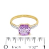 Thumbnail Image 3 of Cushion-Cut Lab-Created Pink Sapphire Ring in 14K Gold with Diamond Accents