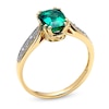 Thumbnail Image 1 of Cushion-Cut Lab-Created Emerald and Diamond Accent Ring in 10K Gold