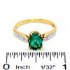 Thumbnail Image 2 of Cushion-Cut Lab-Created Emerald and Diamond Accent Ring in 10K Gold