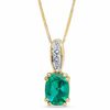 Thumbnail Image 1 of Cushion-Cut Lab-Created Emerald and Diamond Accent Pendant in 10K Gold