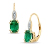 Thumbnail Image 1 of Cushion-Cut Lab-Created Emerald and Diamond Accent Drop Earrings in 10K Gold