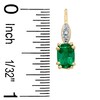 Thumbnail Image 2 of Cushion-Cut Lab-Created Emerald and Diamond Accent Drop Earrings in 10K Gold