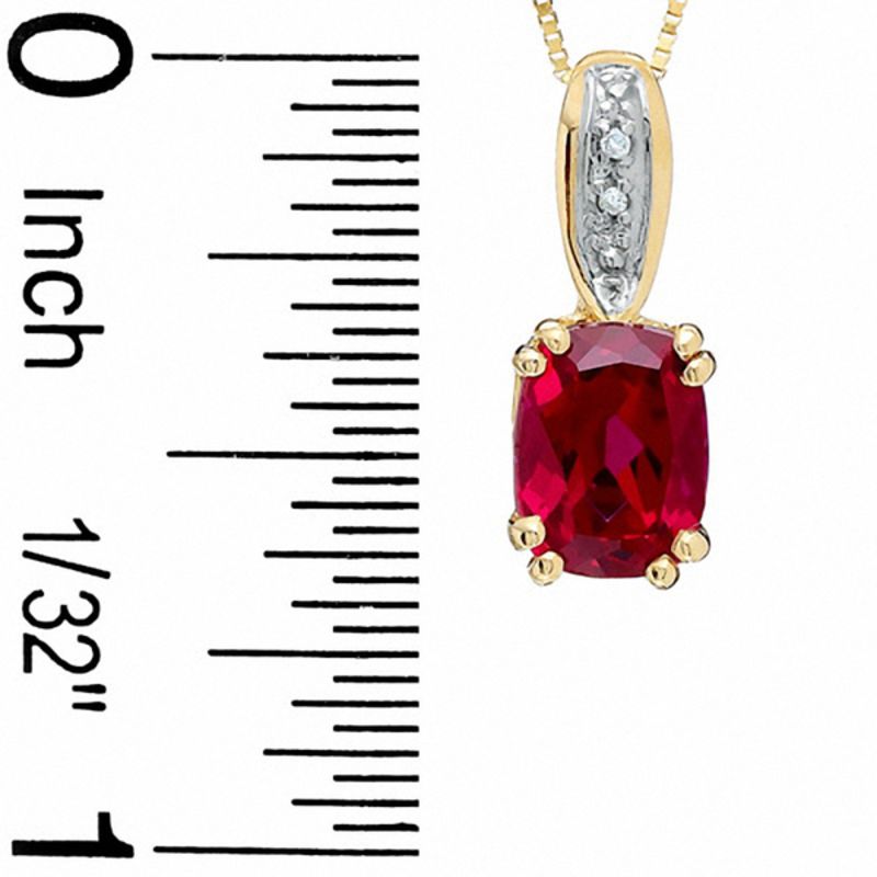 Cushion-Cut Lab-Created Ruby and Diamond Accent Pendant in 10K Gold