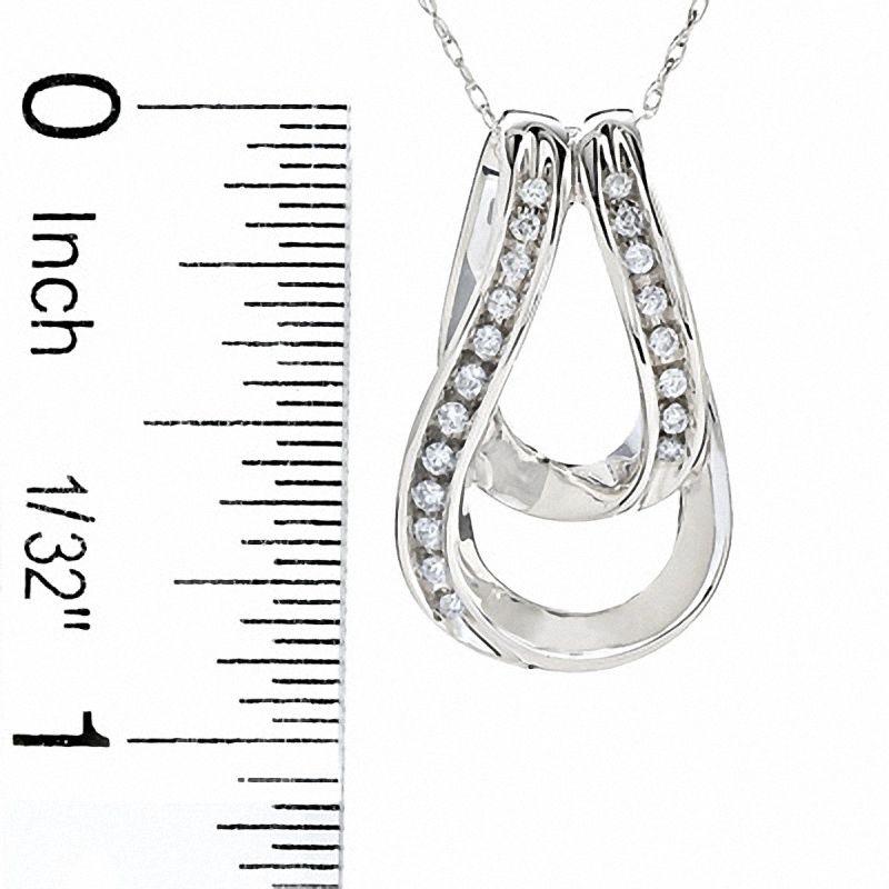 Main Image 2 of Diamond Accent Double Teardrop Slide Pendant in 14K White Gold