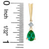 Thumbnail Image 2 of Pear-Shaped Lab-Created Emerald and Diamond Stick Earrings in 14K Gold