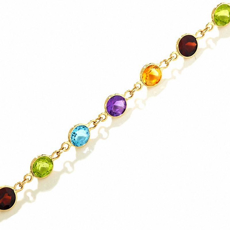 Main Image 1 of Multi Semi-Precious Gemstone Link Bracelet in 14K Gold
