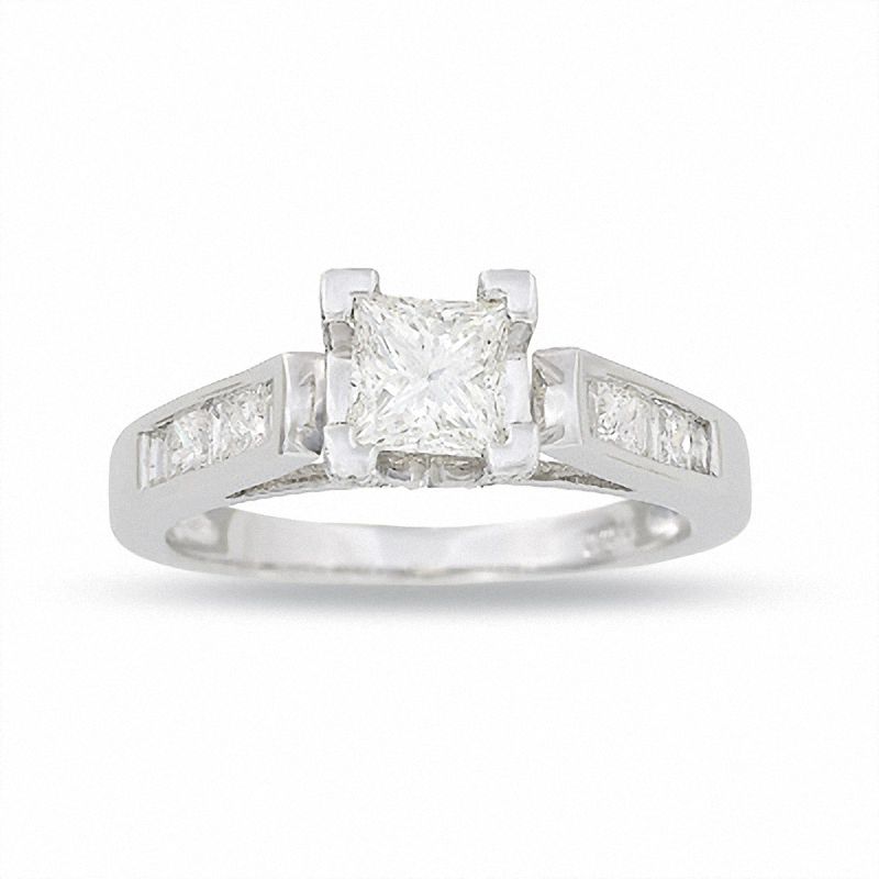 Main Image 1 of 1-1/4 CT. T.W. Princess-Cut Diamond Solitaire Engagement Ring in 14K White Gold