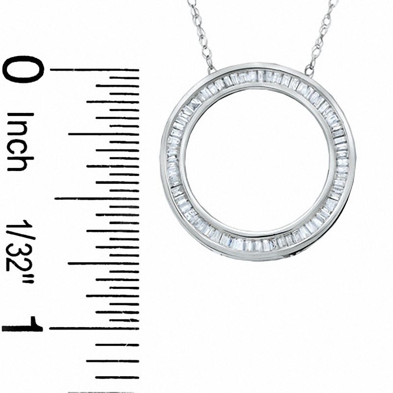 Main Image 2 of 1/3 CT. T.W. Baguette Diamond Circle Pendant in 14K White Gold