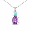 Thumbnail Image 1 of Amethyst and Aquamarine Pendant with Diamond Accents in 14K White Gold