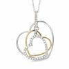 Thumbnail Image 0 of 1/3 CT. T.W. Diamond Triple Dangle Heart Pendant in 10K White Gold