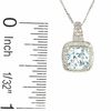 Thumbnail Image 2 of Cushion-Cut Aquamarine Pendant in 14K White Gold with Diamond Accents