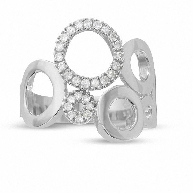 Main Image 1 of 1/4 CT. T.W. Diamond Multi Circle Ring in 14K White Gold
