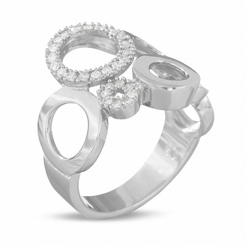 Main Image 2 of 1/4 CT. T.W. Diamond Multi Circle Ring in 14K White Gold