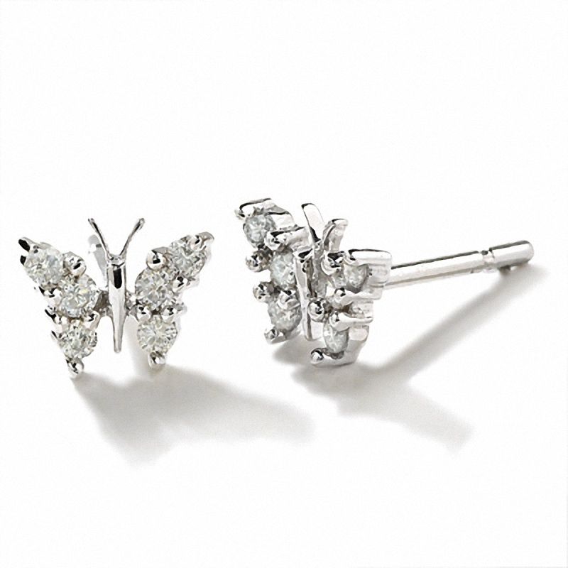 1/5 CT. T.W. Diamond Butterfly Earrings in 14K White Gold