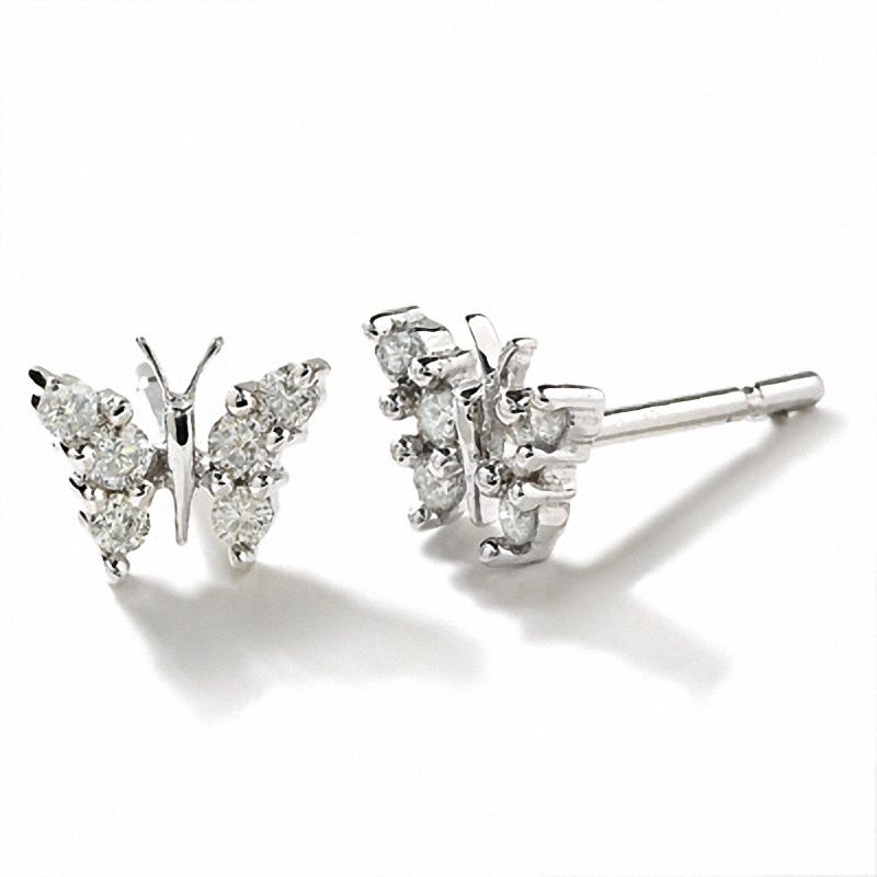 1 5 Ct T W Diamond Butterfly Earrings In 14k White Gold