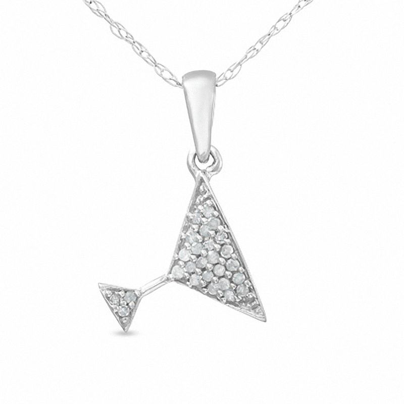 Main Image 1 of 1/10 CT. T.W. Diamond Martini Glass Pendant in 14K White Gold