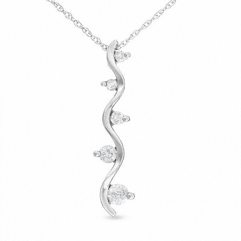 1/4 CT. T.W. Journey Diamond Dot Pendant in 14K White Gold