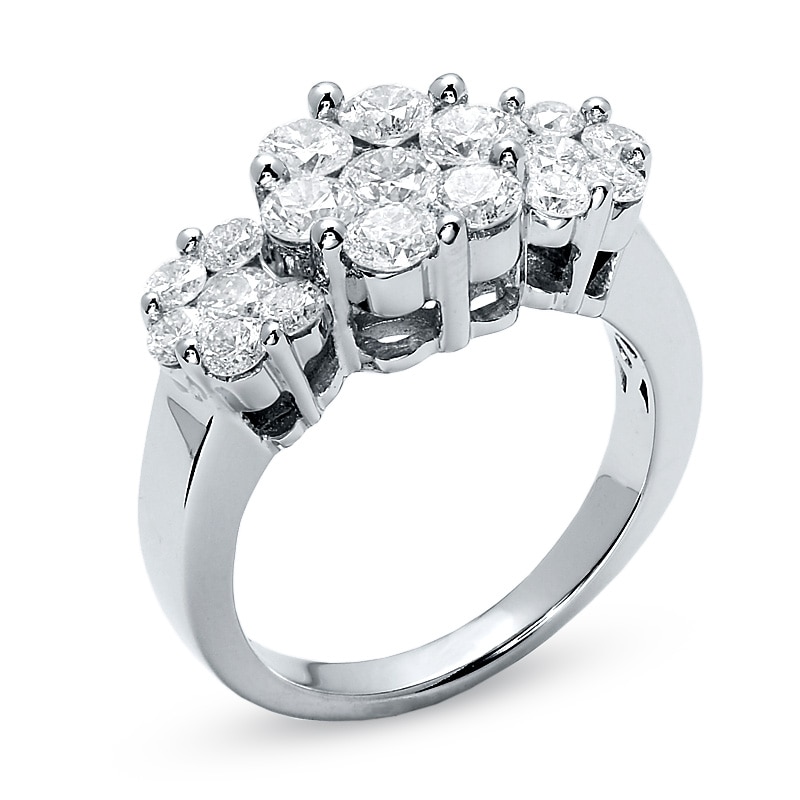 Main Image 2 of 2 CT. T.W. Diamond Three Flower Ring in 14K White Gold