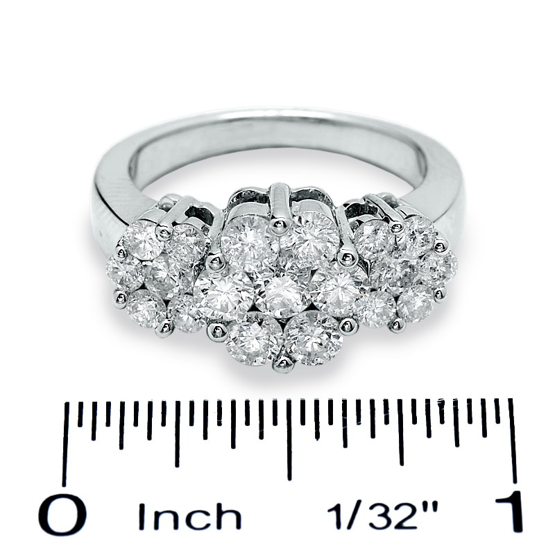 2 CT. T.W. Diamond Three Flower Ring in 14K White Gold