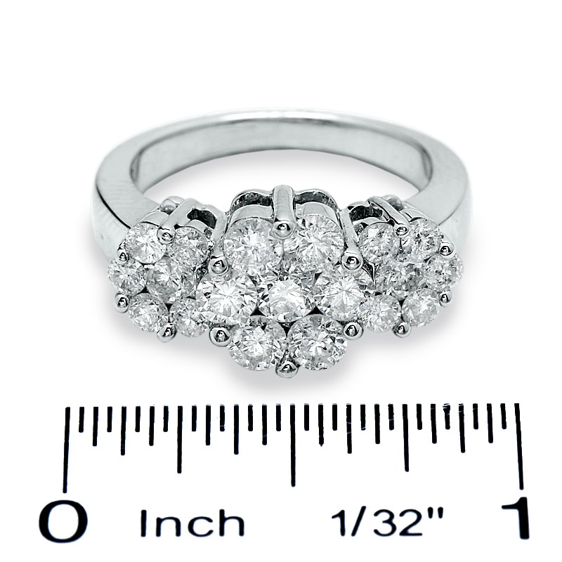 Main Image 3 of 2 CT. T.W. Diamond Three Flower Ring in 14K White Gold