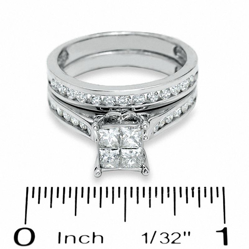 1-1/4 CT. T.W. Quad Princess-Cut Diamond Bridal Set in 14K White Gold