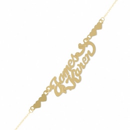 Couple's Script Name Anklet in 10K Two-Tone Gold - 9.5&quot;