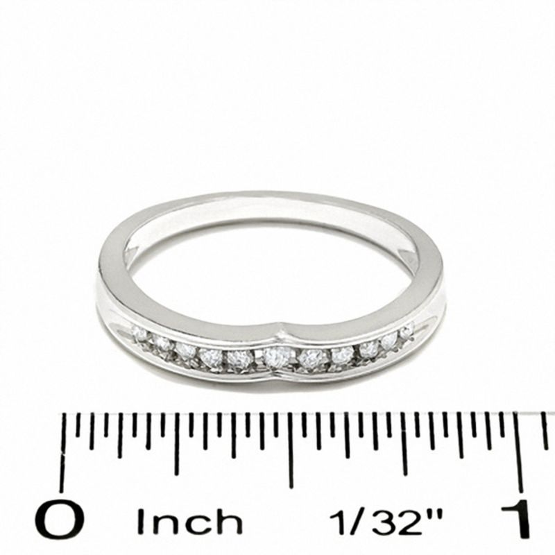 Main Image 3 of 1/10 CT. T.W. Diamond Contoured Wedding Band in 14K White Gold