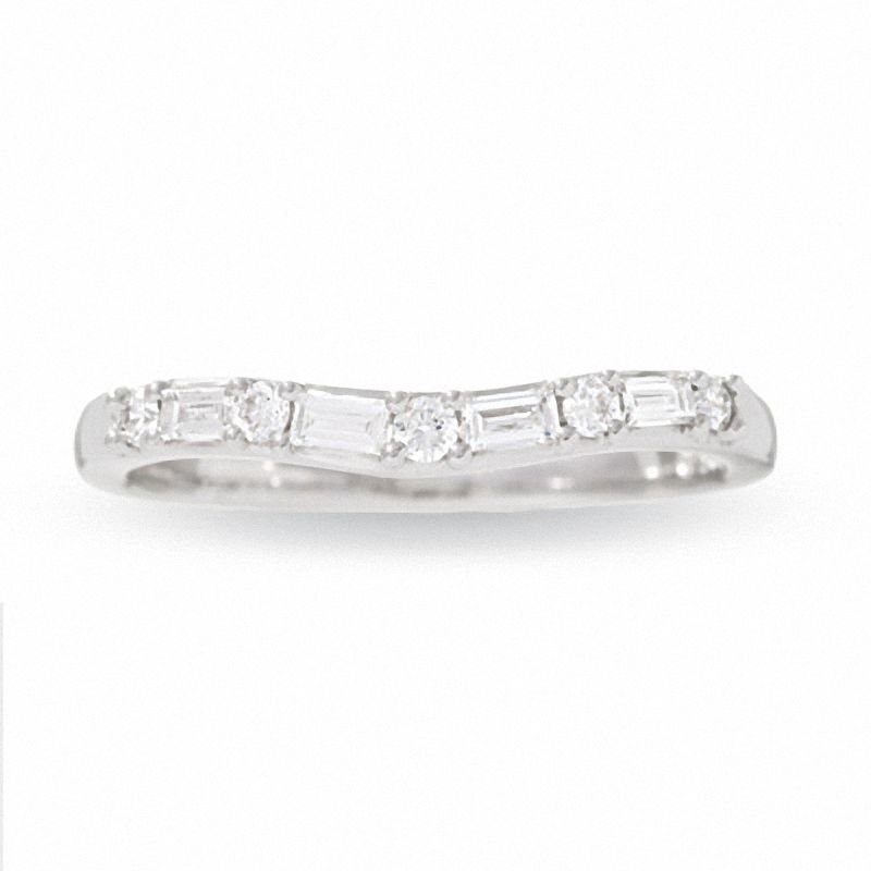 Main Image 1 of 1/4 CT. T.W. Round and Baguette Diamond Solitaire Enhancer in 14K White Gold