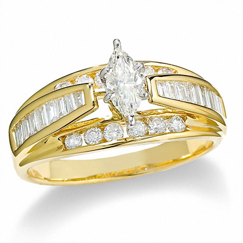 Main Image 1 of 1 CT. T.W. Marquise Diamond Engagement Ring in 14K Gold