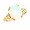Thumbnail Image 0 of Lab-Created Oval Opal Ring in 14K Gold with Diamond Accents