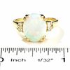 Thumbnail Image 2 of Lab-Created Oval Opal Ring in 14K Gold with Diamond Accents