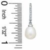 Thumbnail Image 2 of 7.0-7.5mm Pear-Shaped Freshwater Cultured Pearl and 1/10 CT. T.W. Diamond Drop Earrings in 10K White Gold